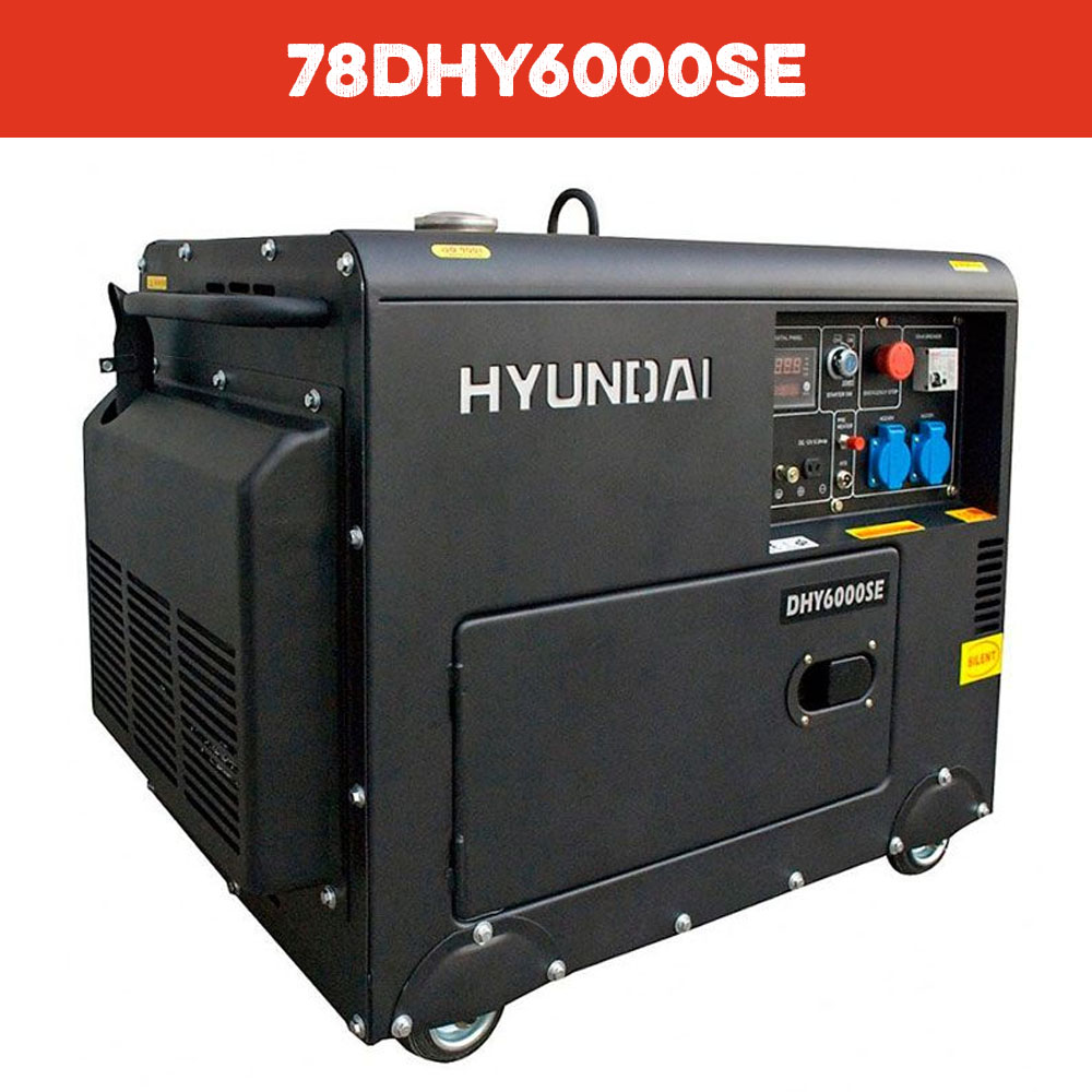 Generador Hyundai Diesel 5/5.5 Kw Monofasico Cerrado Mod: 78dhy6000se