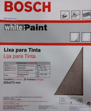 (dd) lija madera + pintura bosch white for paint gr 100 (085431) (e25)