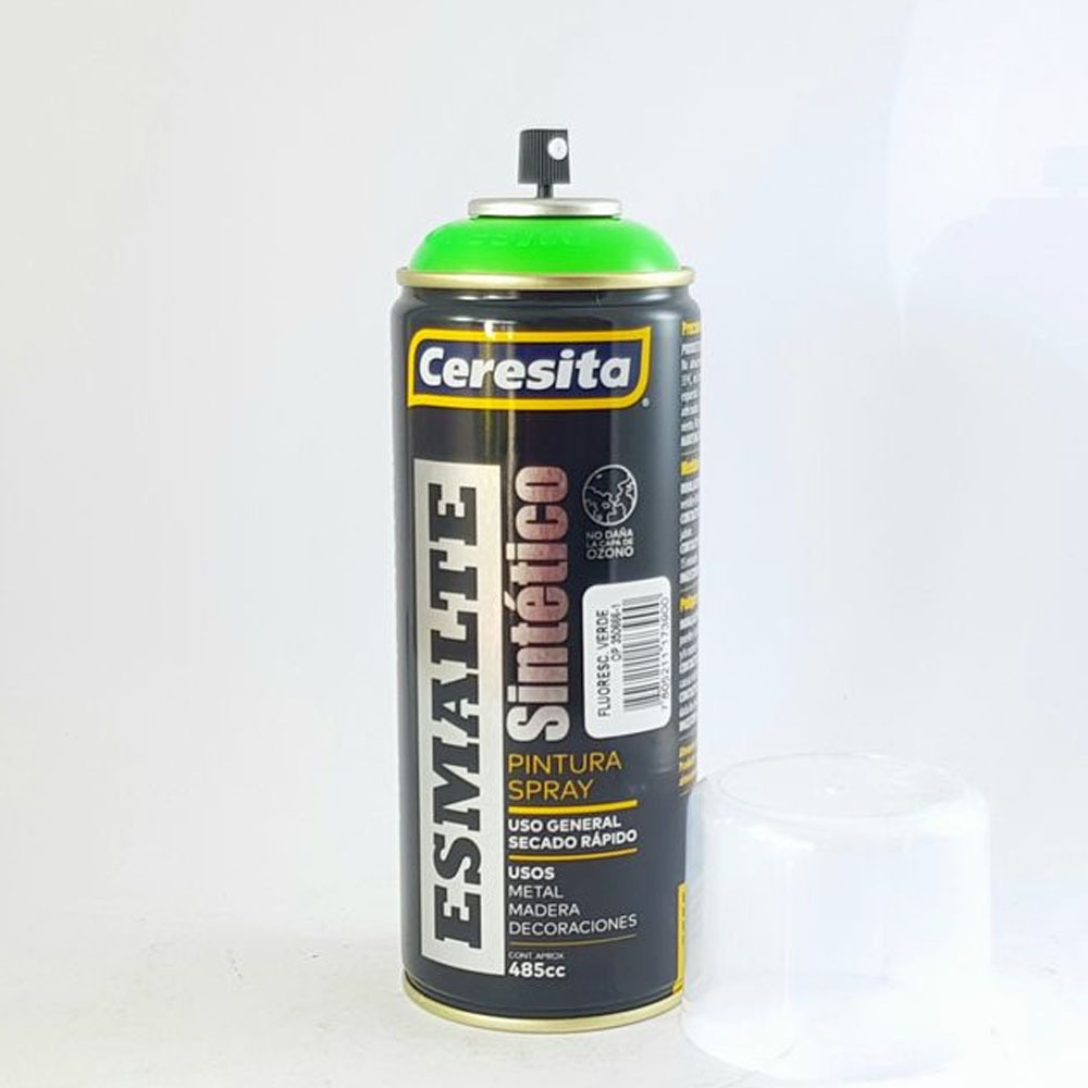 Spray Esmalte Ceresita Fluorescente Verde 485cc