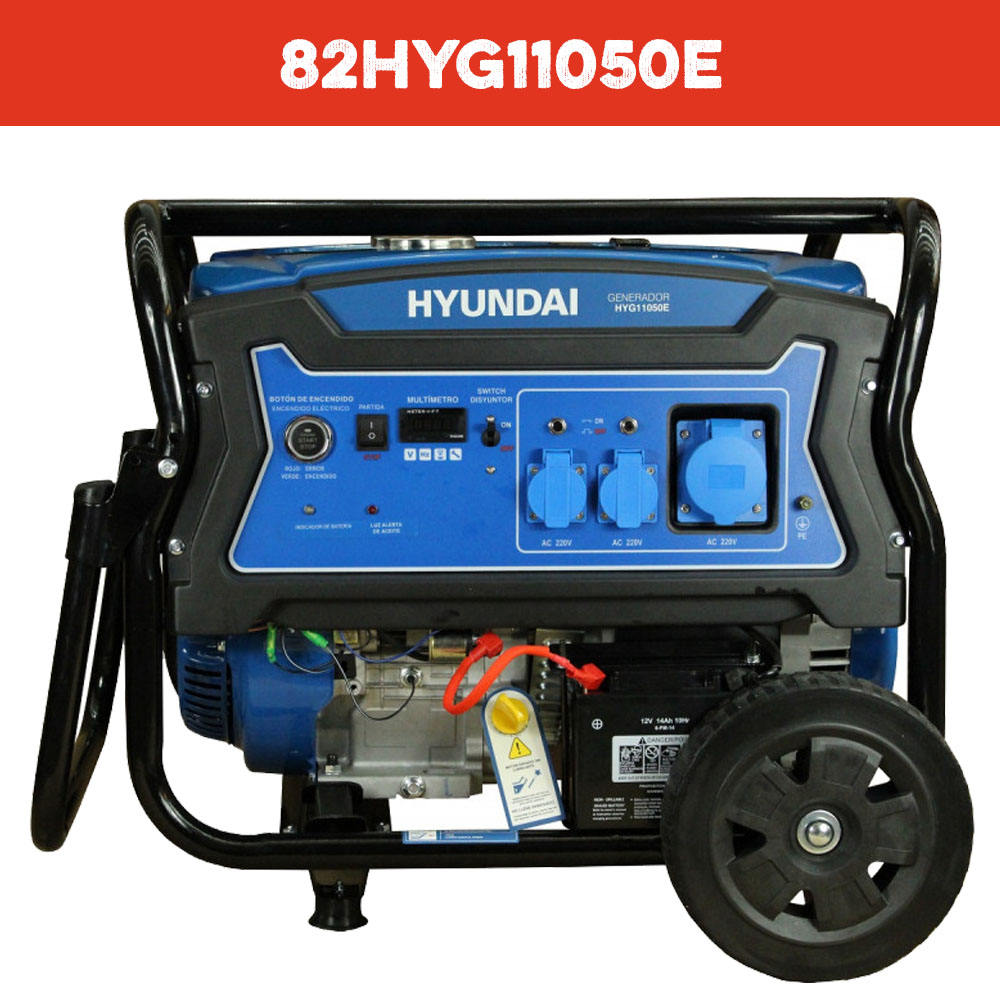 Generador Hyundai 8,3 Kw Gasolina P/ Electrica Abierto C/rueda Y Manilla Mod: 82hyg11050e
