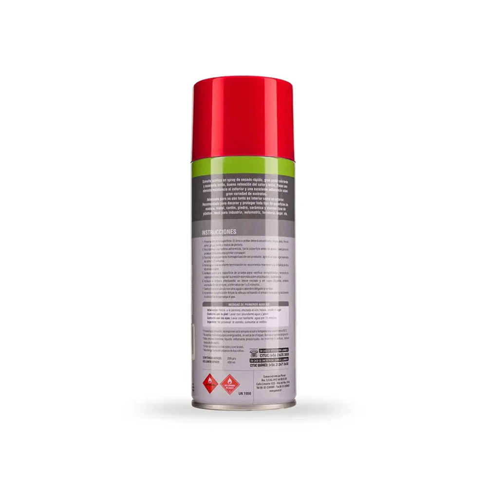 Spray Esmalte Acrilico Rojo Vivo Secado Rapido 400 Ml Passol Mod: 101715004