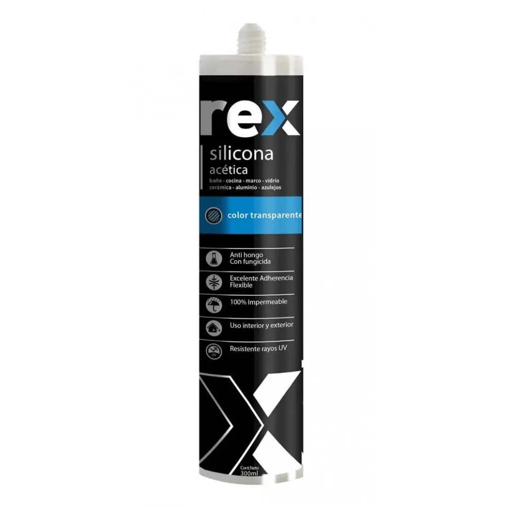 Silicona Acetica Rex Transparente  Rex  300 Ml